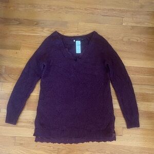 Anthropologie Plum Sweater With Lace Detail